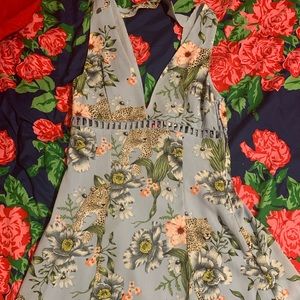 Floral Cheetah blue dress